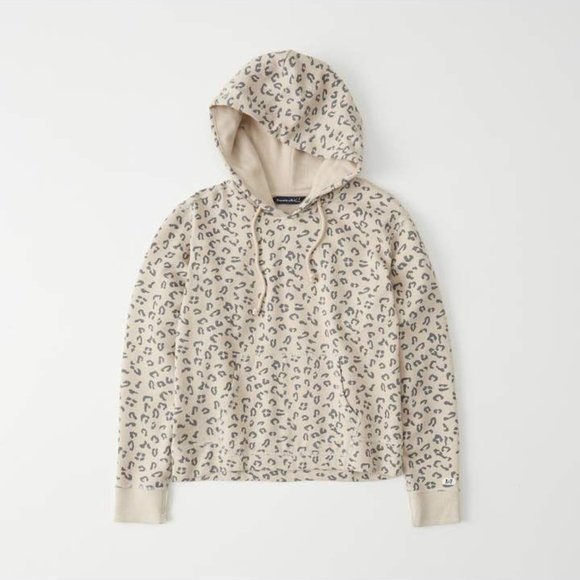 Abercrombie & Fitch A&F Women's Leopard Print Hoodie in Tan Brown - Size L - Picture 1 of 6